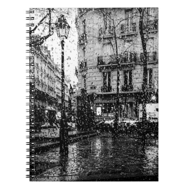 Caderno Espiral Rainy Day in Paris | Black and White (Frente)