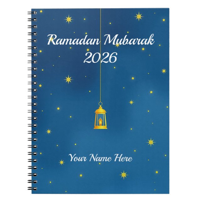 Caderno Espiral Ramadão Celestial Dourado Marinho (Frente)