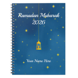 Caderno Espiral Ramadão Celestial Navy Dourado