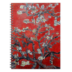 Caderno Espiral Ramais Vincent van Gogh com vermelho de Almond Blo