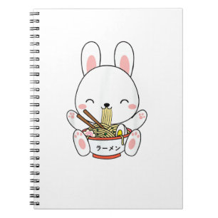 Caderno Espiral Ramen Bunny Bowl para Kawaii Ramen Noodle Soup Lov