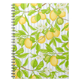Caderno Espiral Ramificação da árvore de limão: padrão sem costura