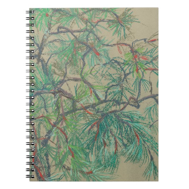 Caderno Espiral "Ramificação de pinheiro", desenho pastel em tons  (Frente)