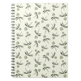 Caderno Espiral Ramificações verdes amigáveis no creme - padrão pe