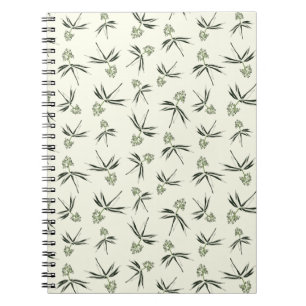 Caderno Espiral Ramificações verdes amigáveis no creme - padrão pe