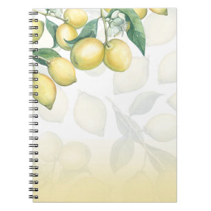 Caderno Espiral Ramos de Limão Branco & Amarelo Campo Chic Rústico