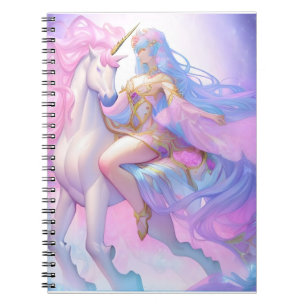 Caderno Espiral Rapariga Andando Unicórnio