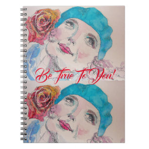Caderno Espiral Rapariga Com Beret Rosa vermelha Ser Um Notebook D
