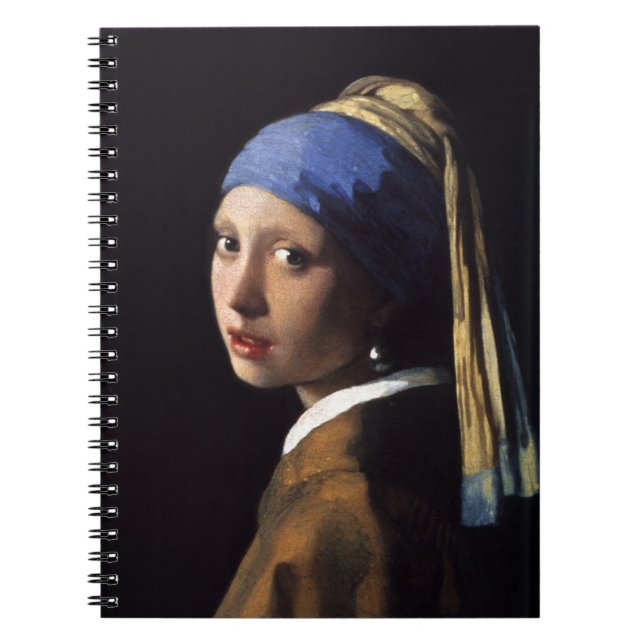 Caderno Espiral Rapariga com pérolas a ouvir por Johannes Vermeer (Frente)