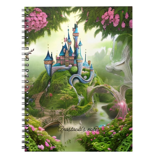 Caderno Espiral Rapariga De Ilustração Do Castelo De Fairytale De  (Frente)
