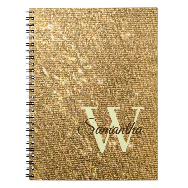 Caderno Espiral Rapariga Glitter de Monograma Pequeno com Script D (Frente)