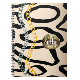Caderno Espiral Rapariga Luxuosa Chic Selvagem Personalizada Doura
