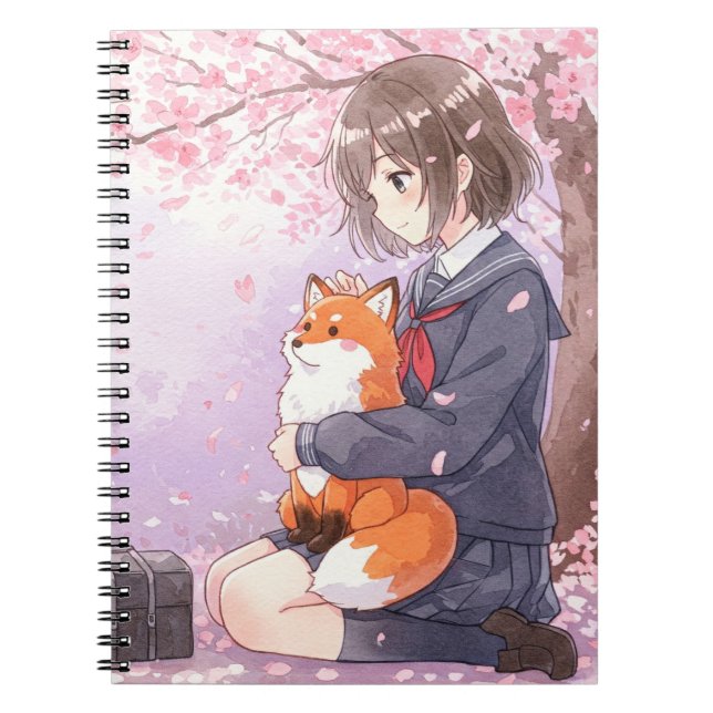 Caderno Espiral Rapariga na Faculdade de Natasha Us (Frente)