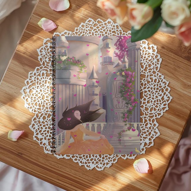 Caderno Espiral Rapariga pelo Castelo Notebook (Criador carregado)