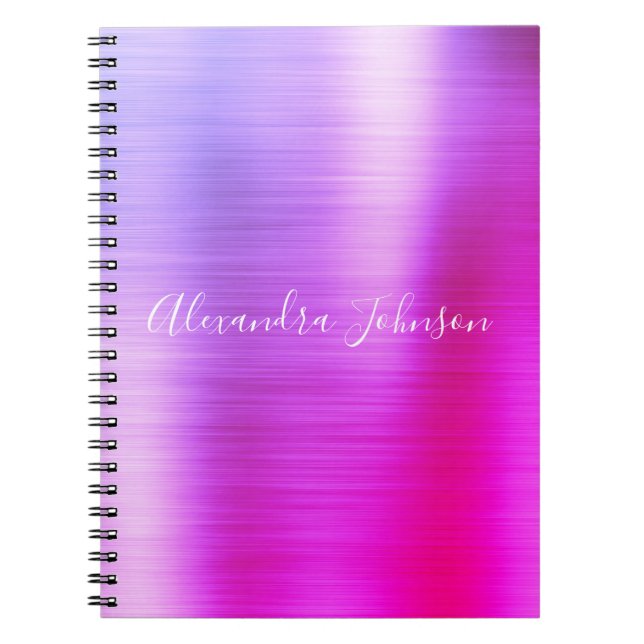 Caderno Espiral Rapariga profissional de folhas rosadas roxas (Frente)