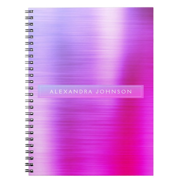 Caderno Espiral Rapariga profissional de folhas roxas e rosadas (Frente)
