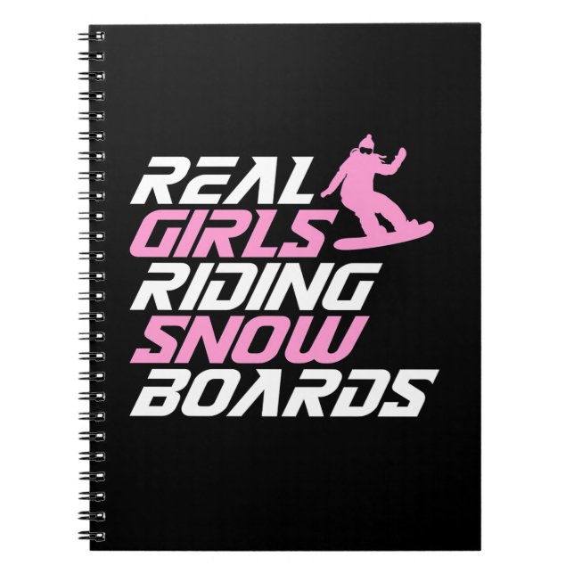 Caderno Espiral Raparigas Real Andando Snowboards (Frente)