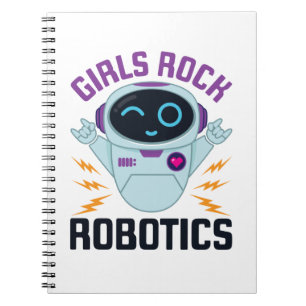 Caderno Espiral Raparigas Rock Robotics Cute Robot Team Women