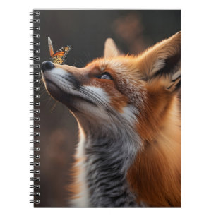 Caderno Espiral Raposa-branca com uma borboleta sentada no nariz