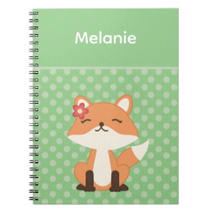Caderno Espiral Raposa-branca farejando o ar personalizado