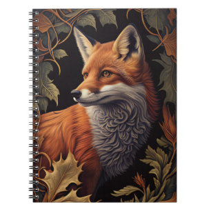 Caderno Espiral Raposa com Folhas de outono   Arte Sanitária Flora