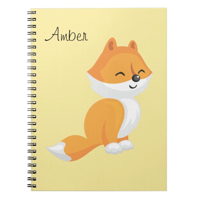 Caderno Espiral Raposa de desenho animado fofa (Frente)