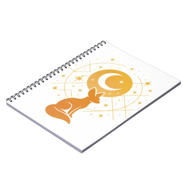 Caderno Espiral Raposa do Deserto Celestial - Lua e Estrelas Cósmi (Left Side)