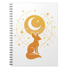 Caderno Espiral Raposa do Deserto Celestial - Lua e Estrelas Cósmi