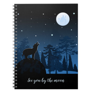 Caderno Espiral Raposa E Lua Cheia À Meia-Noite