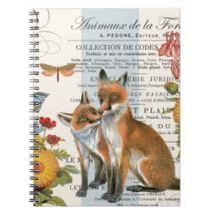 Caderno Espiral Raposa moderna da floresta do vintage