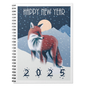 Caderno Espiral Raposa Na Neve Feliz ano novo 2025