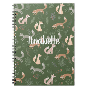 Caderno Espiral Raposa sem costura Ramais de inverno e Padrões de 
