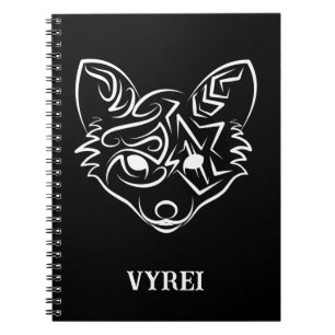 Caderno Espiral Raposa Tribal Negra