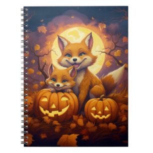 Caderno Espiral Raposas bonitas celebram feliz Dia das Bruxas