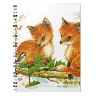 Caderno Espiral Raposas de Natais vintages