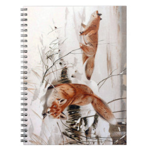 Caderno Espiral Raposas Vermelhas na Neve no Inverno (por Wilhelm