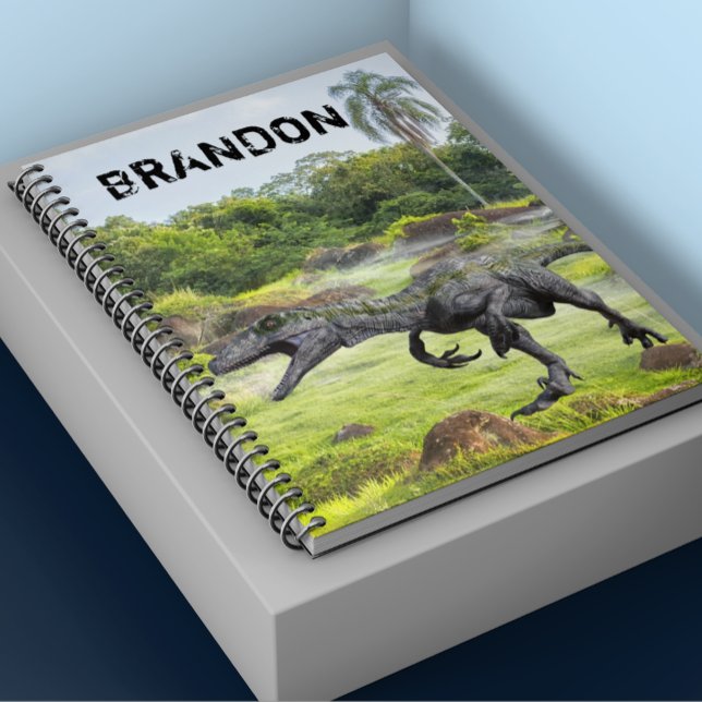 Caderno Espiral Raptor Velociraptor Dinossaur Monograma (Criador carregado)