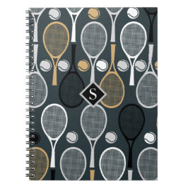 Caderno Espiral Raquetes de Tênis Personalizadas Monogramadas Nome