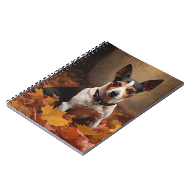 Caderno Espiral Rat Terrier no outono deixa cair inspiração (Left Side)
