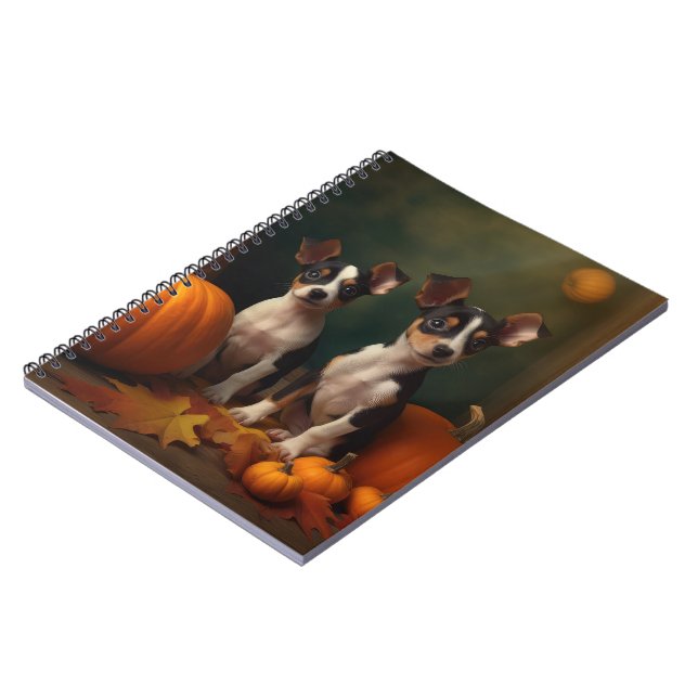 Caderno Espiral Rat Terrier Puppy Autumn Delight Pumpkin (Left Side)