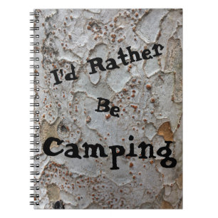 Caderno Espiral Rather Be Camping Tree Bark Nature Photo Rustic