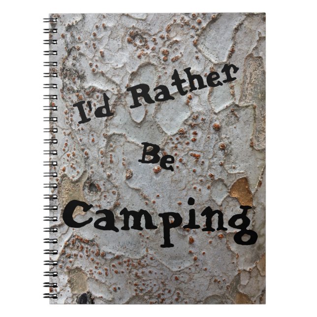 Caderno Espiral Rather Be Camping Tree Bark Nature Photo Rustic (Frente)
