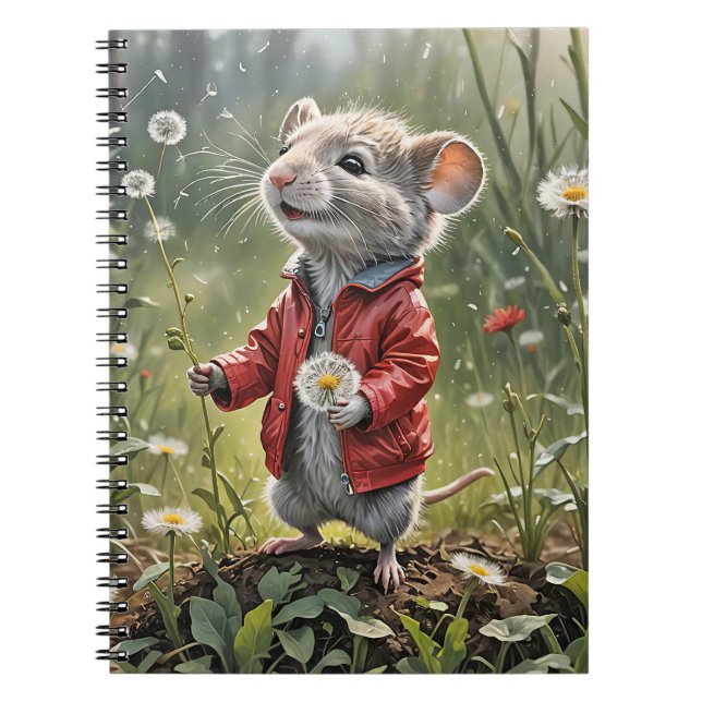 Caderno Espiral Rato Com Dente-de-Leão Fofos (Frente)