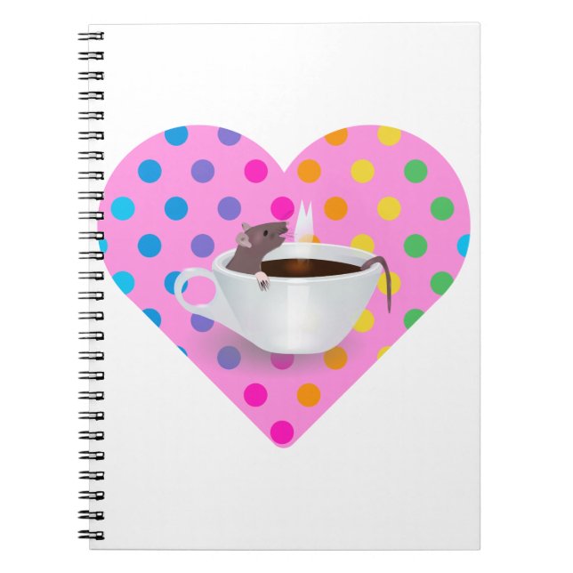 Caderno Espiral rato de café do coração (Frente)