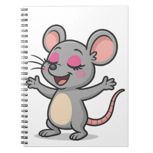 Caderno Espiral Rato de Desenho Animado Fofo Se Maquiando