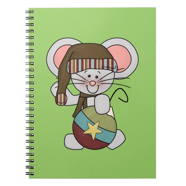Caderno Espiral Rato do Natal com ornamento (Frente)