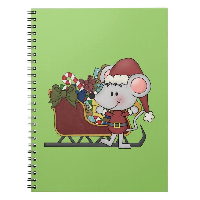 Caderno Espiral Rato do papai noel com trenó (Frente)
