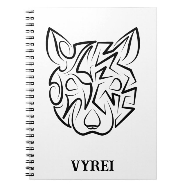 Caderno Espiral Rato Tribal Negro e Branco (Frente)