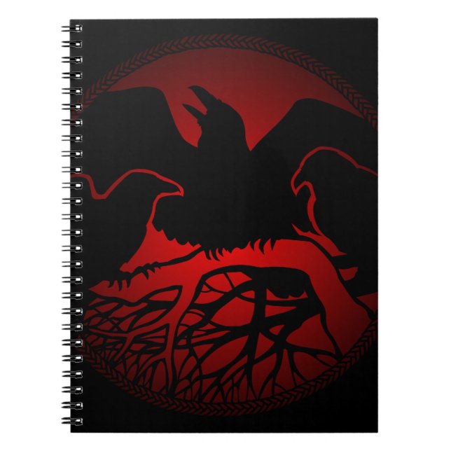 Caderno Espiral Raven Art Notebook Crow Art Diário Book (Frente)
