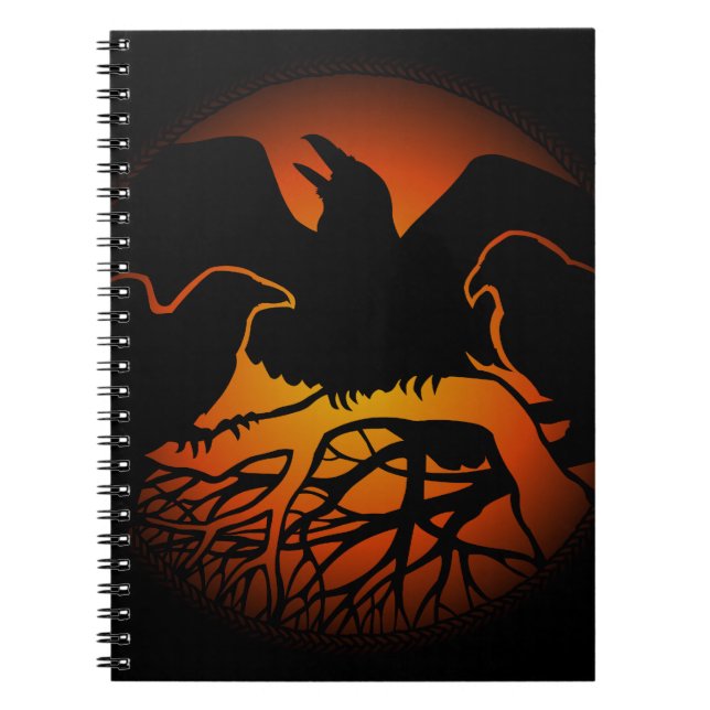Caderno Espiral Raven Art Notebook Crow Art Diário Book (Frente)